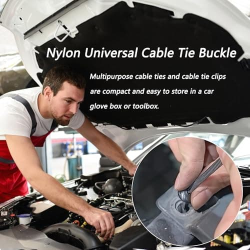 100PCS Upgraded Universal Cable Tie Buckle Foldable T-Head Nylon Cable Zip Ties Heavy-Duty Plastic Self-Locking Zip Tie Push Pin Automotive Zipper Clips for Cars Repairs Bumper Fender Liner Fasteners - Thumbnail 5