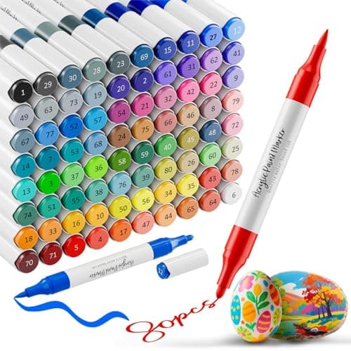 WELLOKB Acrylic Paint Markers, 80 Acrylic Markers Dual Tip Paint Pens for Fabric, Painting Rocks, Wood, Glass, Coloring Books, Ceramic, DIY Crafts Art Supplies for Adults - Image 1
