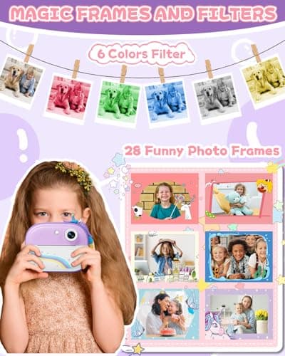 FAYOGOO Kids Camera Instant Print, Christmas Birthday Gifts for Girls Age 3-12, Ideal Toy for 3 4 5 6 7 8 9 10 Years Old Girls Boys, Toddler Camera Toys with 3 Rolls Print Paper & 32GB Card (Purple) - Thumbnail 3