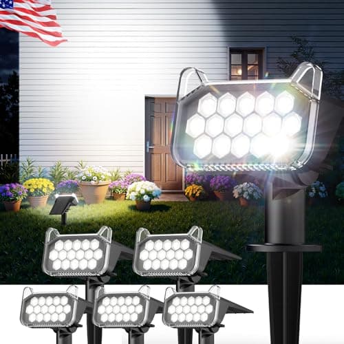 WdtPro Solar Spot Lights Outdoor Waterproof, 6 Pack, Bright Solar Landscape Lights with Extra-Large LEDs, 3 Modes Spotlights, Solar Powered Light for Yard Garden Pathway Wall, Cool White - Image 1