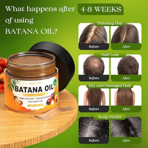 GREEONIL Raw Batana Oil with Scalp Massager Hair Brush for Hair Growth, Organic and Natural Dr Sebi Raw Batana Oil for Men Women, Prevents Hair Loss, Eliminate Frizzy, Damaged and Split Ends, 3 Pack - Thumbnail 3