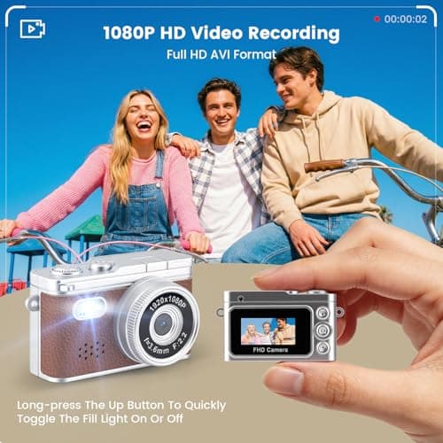 Mini Keychain Camera, 1080P Y2k Keychain Digital Camera with 0.96" Screen, Portable 20g Vintage Camcorder for Vlogging, Travel, Concerts and EDC, Retro Tiny Video Camera with Flash, 32G SD Card,Type-C - Thumbnail 4