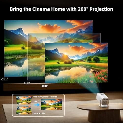 Mini Projector, Portable Projector 4K & Full HD 1080P Support, 270° Rotation Outdoor Projector, Movie Projector Compatible with Smartphone, TV Stick, Laptop, PS4, HDMI, USB - Thumbnail 6