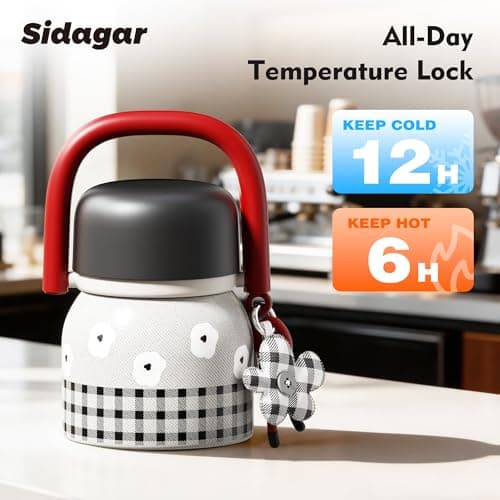 Sidagar 24 oz Insulated Food Jar with Handle, Aesthetic Stainless Steel Vacuum Lunch Container for School Office, Keep Hot/Cold Soup, Oatmeal, Smoothie Bowl, Retro Bloom Red - Thumbnail 3