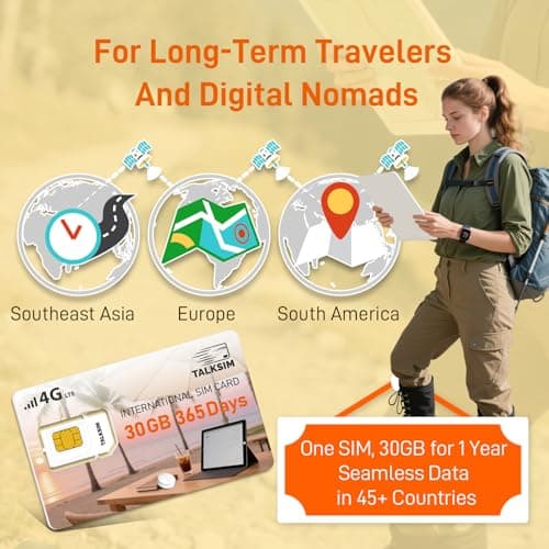 International Data SIM Card 30GB 365 Days, 4G LTE Travel SIM Card Support 45 Countries USA/UK/Europe/Asia/Africa, Prepaid Data Only Travel SIM for Unlocked Phones, Tablets, WiFi Hotspots, No Contract - Thumbnail 3