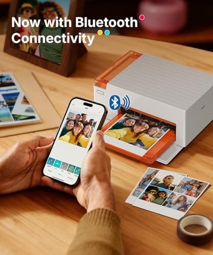 Liene Amber M110 Bluetooth Photo Printer 80 Sheets, Portable Photo Printer for iPhone, Thermal Dye Sublimation, Picture Printer 60 Sheets 4x6 Paper & 20 Sheets 3" Square Sticker Paper & 2 Cartridges - Thumbnail 4