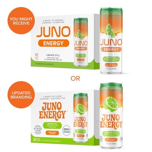 JUNO ENERGY Limeade Still Energy Drink - Sugar Free, 125mg Organic Caffeine from Green Coffee Beans, Hydrating with Stevia, Organic Lime Juice - Vegan, Gluten Free, 12 Pack - Thumbnail 3