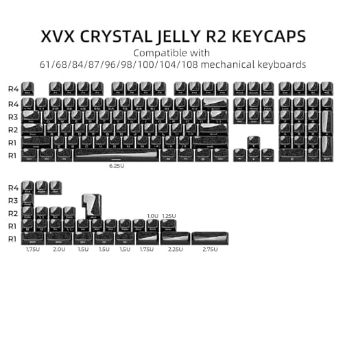 OHY XVX Starry Side-Printed Translucent Black Crystal MDA Profile Keycap Set (Sparkle Finish), 122-Keys Double Shot PC+ABS for MX Switches & ANSI Layout Mechanical Keyboards-Black - Thumbnail 3