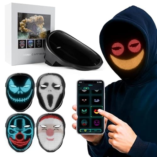 Gelrova Smart APP-Controlled LED Mask, 60+ Patterns, Customize Your Face with Photos & Text, Music Rhythm Mode, 2074 LEDs HD Display for Parties - Image 1
