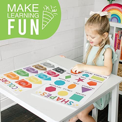 Hadley Designs Educational ABC Posters for Classroom Wall Decor - Preschool Learning Posters for Toddlers 1-3, Shapes Color 1-100 Number Chart & Alphabet Poster, Daycare Playroom Homeschool Essentials - Thumbnail 2