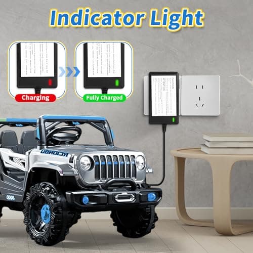 DUSK FLY 24V Battery Charger for Kids Ride on Toys Class 2 Power Supply Power Wheel Charger Universal Charger 6ft Tangle-Free Cord, ETL Safety - Thumbnail 6