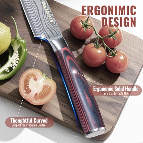 Black Knife Set With Block - 8 Pieces High Carbon Stainless Steel Magnetic Knife Set with Sharpener, Ultra Sharp Kitchen Knives Sets for Cooking with Ergonomic Handle - Thumbnail 5