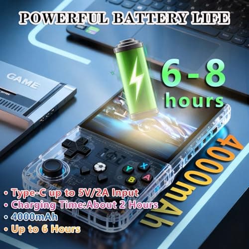 Retro Game Console R36MAX Handheld Game Console with 64GB Preloaded Games, Save/Load Function, 4.0" HD IPS Screen, Portable Emulator Console for Family, Adults & Nostalgic Players (Blue R36MAX 4.0") - Thumbnail 5