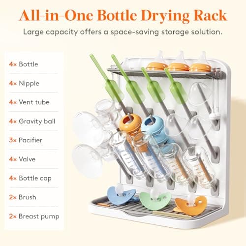 Lifewit Large Baby Bottle Drying Rack with 15 Hooks, Newborn Essentials Must Haves, Countertop Holder Organizer for Baby Stuff, Rack Dryer for Pacifiers, Weighted Straws, Pump Parts - Thumbnail 3