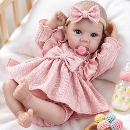 Milidool Realistic Reborn Baby Doll Girl – 20 Inch Lifelike Real Life Handmade Newborn Baby with Feeding Kit Included, Soft Cuddly Weighted for Pretend & Creative Playtime Gift Set for Kids Age 3+