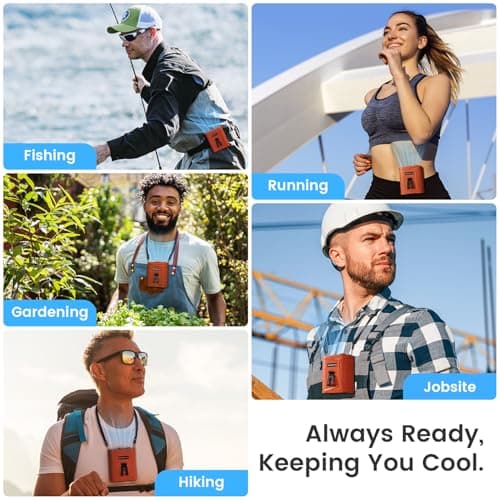 KIBEE Waist Clip Fan with LED Light, 5 Speeds 12500RPM, Up to 29H Runtime, Rechargeable Hands-Free Fan for Outdoor Work & Hiking - Thumbnail 5