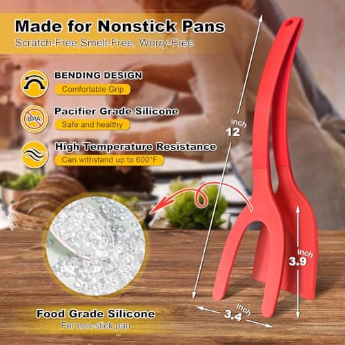 Silicone Spatula, BPA Free Kitchen Spatula, High Heat Resistant Rubber Spatulas, Ideal Kitchen Utensils for Non-Stick Pans, Sautéing, Frying, Baking, Turning and Flipping - Thumbnail 2