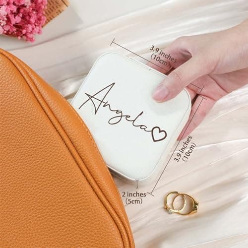 Corissy Personalized Jewelry Box for Women, Custom Travel Jewelry Case with Name and Birth Flower, Leather Jewelry Box for Rings, Earrings, Necklaces, Personalized Gifts for Women - Thumbnail 5