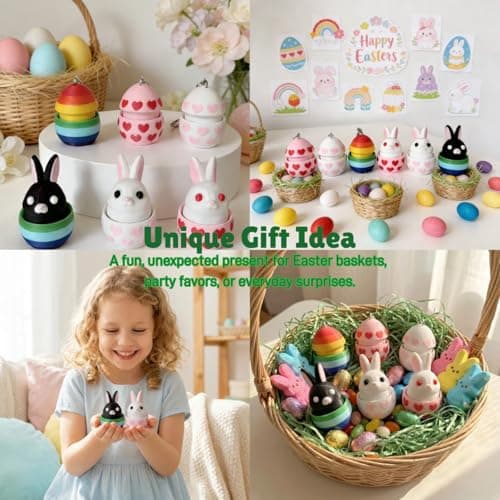 JimSeiSei 6PCS 3D Printed Easter Eggs Set Fidget Clicker, Prefilled Surprise Eggs for Easter Basket Stuffers, Reusable Collectible Toys for Easter Egg Hunt & Party Favors (Pressable) - Thumbnail 6