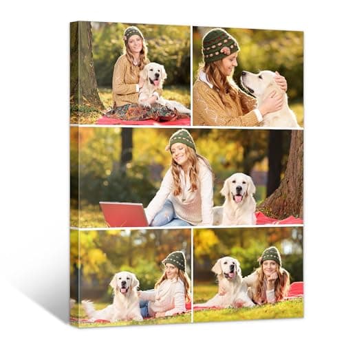 GagetElec Personalized Canvas Pictures Collage Personalized Canvas Pictures Wall Art for Valentines Day Gift for Couples and Home Decor (5 Photos) - Image 1