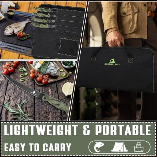 DRAGON RIOT Fish Fillet Boning Knife Set for Meat Cutting, Ultra-Sharp German Stainless-Steel Fishing Knife, Fresh or Saltwater, with A Durable Storage Bag and A Sharpenning Tool - Thumbnail 6