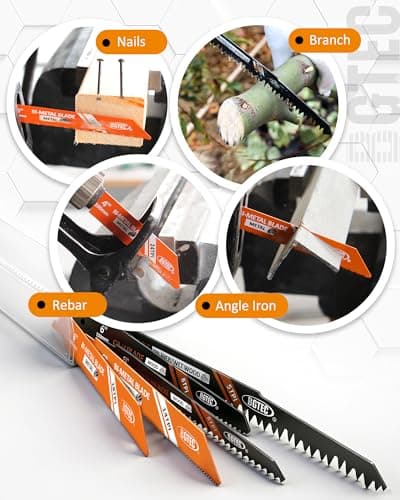 BGTEC 10-Piece Reciprocating Saw Blade Set with Storage Box - 6" and 9-1/2" Metal&Wood Cutting, Pruning Saw Blades - Thumbnail 2