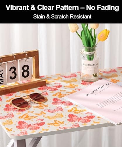 Cooyes Drawer & Shelf Liner for Kitchen Cabinets Non-Adhesive Waterproof Oilproof Reusable Washable Shelf Paper for Refrigerator, Cupboard, Dresser, Easy to Cut (Red Butterfly, 17.7" W x 78.7" L) - Thumbnail 5