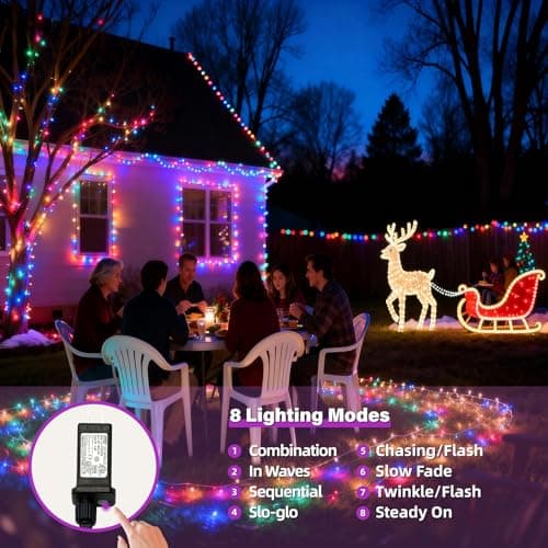 AHAWILL String Lights for Christmas Decor,50FT 150LED Classroom Lights, Waterproof Fairy Lights Indoor for Christmas Decor,Dimmable,8 Modes,Valentine's Day Home Decorations - Thumbnail 2
