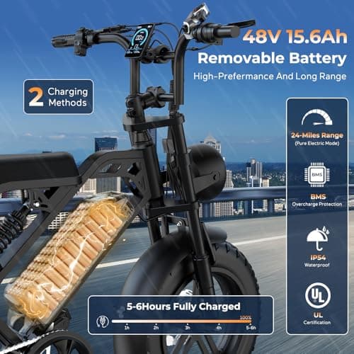 Tamobyke T16 Electric Bike for Teens & Childs, 1000W Motor 48V15.6Ah Removable Battery, 30MPH Off-Road Electric Bicycle,16"Fat Tire Ebike for Kids, 7-Speed,Dual Hydraulic Brakes, Fits Riders 5'0"-5'7" - Thumbnail 4