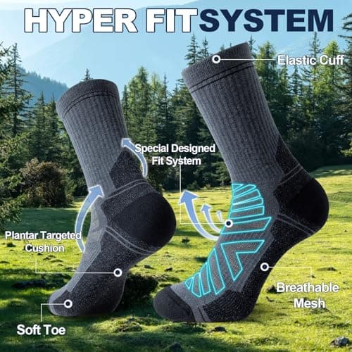 BISOUSOX Merino Wool Warm Socks for Men Women, 3 Pairs Winter Thermal Moisture Wicking Boot Socks, Breathable Wool Hiking Sock - Thumbnail 3
