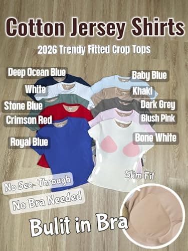Danysu Short Sleeve Tops for Women with Built in Bra Cotton Jersey Crop Shirts Slim Fit Basic Gym Workout Tee Light Violet Small - Thumbnail 5