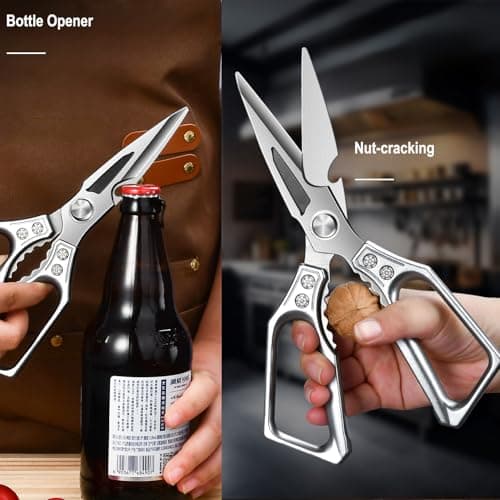 TUOLEWE Heavy Duty Kitchen Scissors - 3.0mm Thickened Professional Stainless Steel Blades, All-Purpose Dishwasher Safe Meat & Poultry Shears for Cutting Chicken Bones, Food Prep - Thumbnail 5