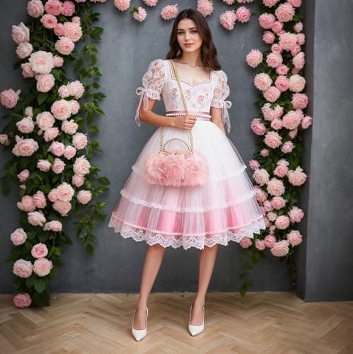 2026 Elegant Lace Floral Clutch for Women Formal Evening Bag Cute Purse Flower Wedding Handbag(Pink) - Thumbnail 3