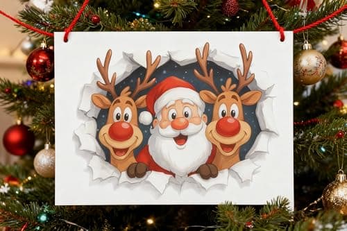 2-pack Vintage Country Style Santa Claus, Reindeer, and Holiday Themed Metal Tin Signs - Size: 12 x 8 inches, suitable for home decoration in living rooms, kitchens, bars, cafes, etc., and also makes a great gift. - Thumbnail 2