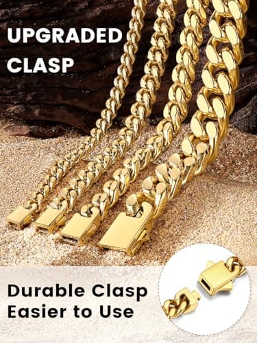 Bestyle Gold Chain for Men Casual Mens Gold Necklace 18K Gold Plated Cuban Chain Necklace Thick Long Necklace 5MM 28'' Cool Mens Gold Chain Hip Hop Jewelry - Thumbnail 4