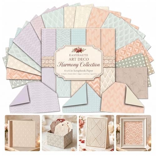 Geometric Patterned Paper Pad 6x6 Double Sided, Pastel Decorative Paper Pack - Craft Cardstock & Scrapbooking Supplies for Card Making, Junk Journal Ephemera, Mini Albums, 24 Sheets