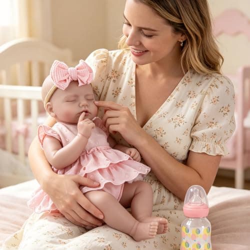 Milidool Reborn Baby Dolls Girl 20'' Realistic Sleeping Newborn - Lifelike Poseable Vinyl Baby Doll- Soft Weighted Body for Cuddling, Suit for Collectors & Kids 3+ - Thumbnail 4
