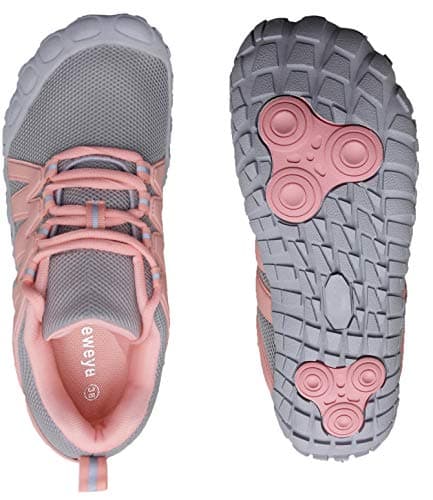 Weweya Barefoot Shoes for Women Workouts Wide Width Shoes Women's Track Field Cross Country Shoes Comfortable 5 Toe Shoes Minimalist Running Outdoor Arch Support Gray Pink US Size 5.5 - Thumbnail 5