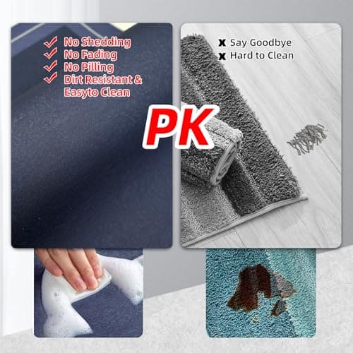 Mordem Bath Mat Rug, Rubber Non Slip Bath Mat Super Absorbent Quick Dry Bathroom Floor Mat Thin Bath Mats for Bathroom Fits Under the Door, Shower Rug for in Front of Bathtub Shower, Blue,19.6"x31.5" - Thumbnail 5