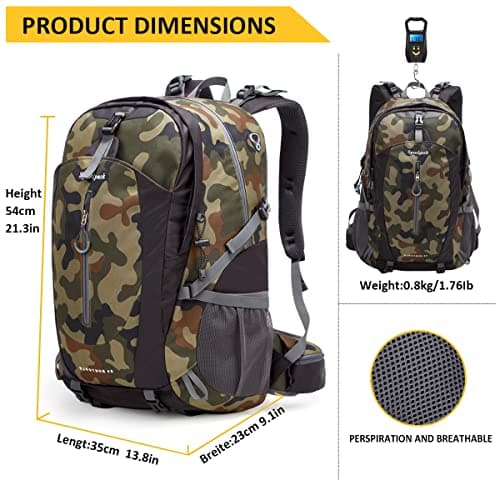 SPEEDPARK Hiking Backpack 40L Waterproof Hiking Daypack with Rain Cover, Outdoor Trekking Travel Backpacks for Men Women - Thumbnail 2