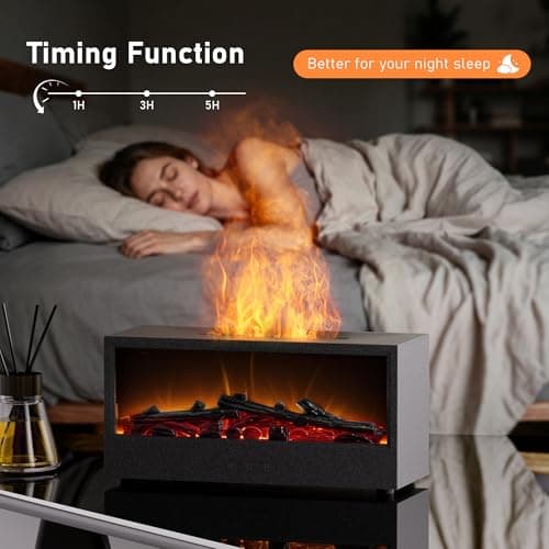 Fireplace Flame Air Diffuser Humidifier,7 Colors Aromatherapy Essential Oil Diffuser, Ultrasonic Aroma Humidifier with Remote Control & Timer - Thumbnail 2