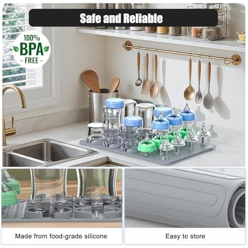 RYJNM Baby Bottle Drying Rack, Electric Bottles Rack Dryer with Heating & Timer, Fast Dry Silicone Bottle Storage Organizer, Space Saving Kitchen Bottle Rack Dryer for Bottles and Pacifiers - Thumbnail 4