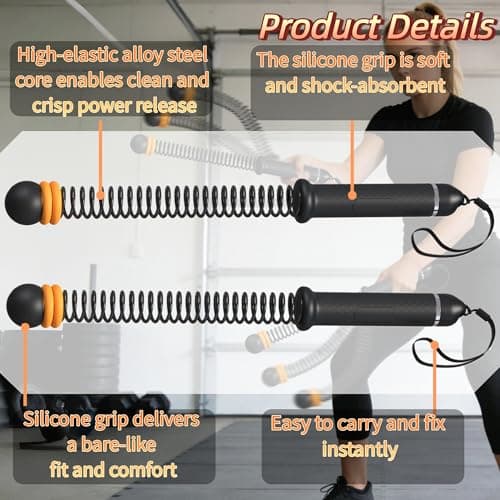 Adjustable Ropeless Battle Ropes for Home Gym,Portable Cordless Weighted Battle Rope Trainer with Resistance Levels,Storage Bag & Workout Guide for HIIT Cardio & Strength Training - Thumbnail 3