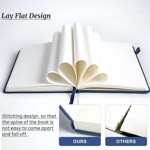CAGIE A5 Lined Journal Notebook 256 Pages Journals for Writing with Pen Loop Hardcover Journaling Notebooks with Inner Pocket, 5.7" x 8.3", Blue - Thumbnail 4