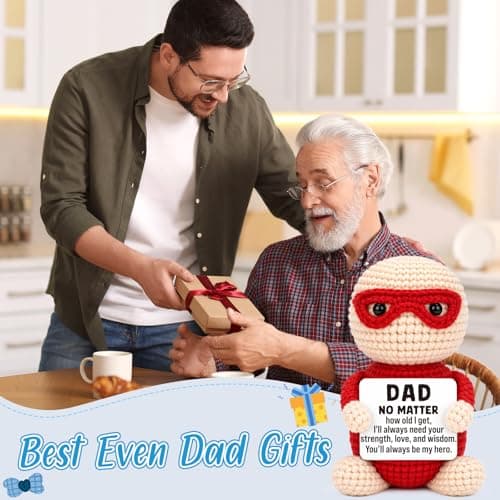 AVBODA Mini Fathers Day Dad Gifts for Men from Daughter Son Wife Funny Handmade Crochet Hero Birthday Gift for Dads Inspirational Best Dad Ever Gift for Step Dads Father in Law Husband - Thumbnail 4