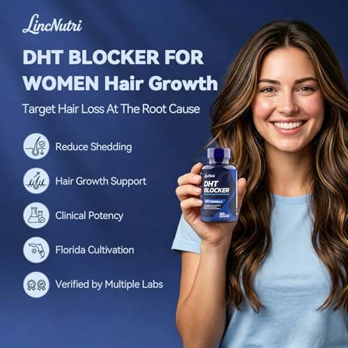 LincNutri DHT Blocker for Women Hair Growth Supplement, 10-in-1 Hair Loss Support Formula with Florida Grown Saw Palmetto, for Fuller-Looking Hair and Women’s Daily Hair Care Routine, 90 Softgels - Thumbnail 2