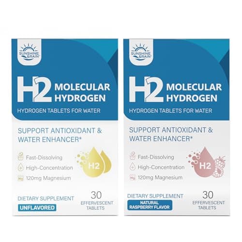 Molecular Hydrogen (H2) Tablets with 120mg Magnesium – 16 PPM Hydrogen Water Tablets Drinking for Water, Advanced Hydrogen Technology, Antioxidant Support, Natural Raspberry & Unflavored, 60 Tablets - Image 1