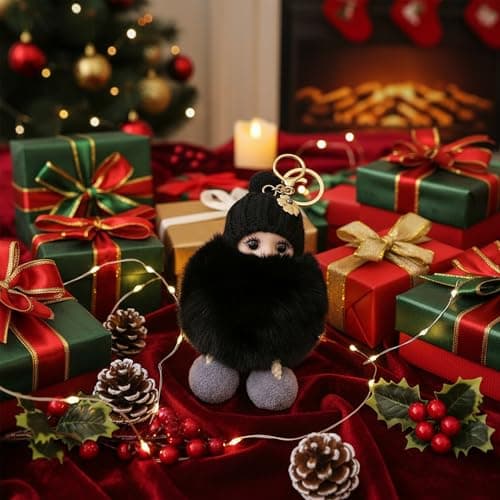 Jekvill Black Plush Keychain Cute Backpack Keychain Soft Handbag Charms Fluffy Bag Charm‌ First time parent gifts - Thumbnail 5