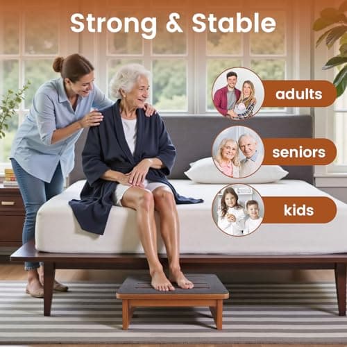 Landrip Step Stool for Adults Seniors with Non-Slip Rubber Stepping Surface, Heavy Duty Wooden Step Stool, Bed Steps for High Beds, Bathroom, Bedroom, Kitchen & Kids Bedside Support - Thumbnail 2