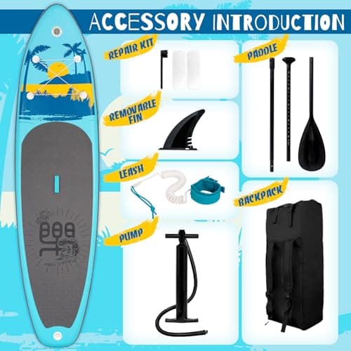 FunWater SUP Inflatable Stand Up Paddle Board Ultra-Light Inflatable Paddleboard with Accessories, Fin, Adjustable Paddle, Pump, Backpack, Leash - Thumbnail 4